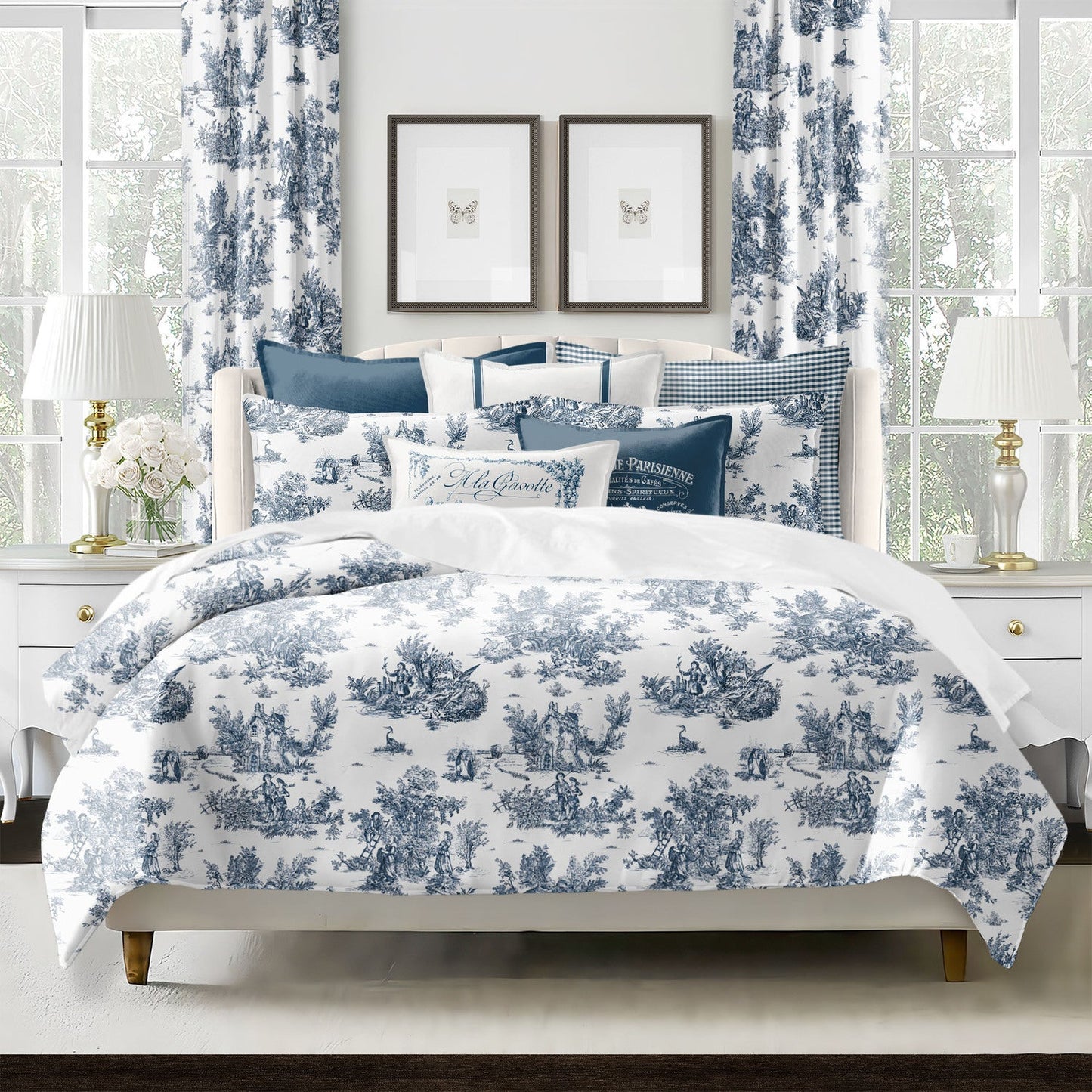 (FAIT AU CANADA)-JARDIN DU JOUY(Indigo)-Par Colcha Linens - Douillette Colcha Linens - $389.99! Literie-Déco et moi 