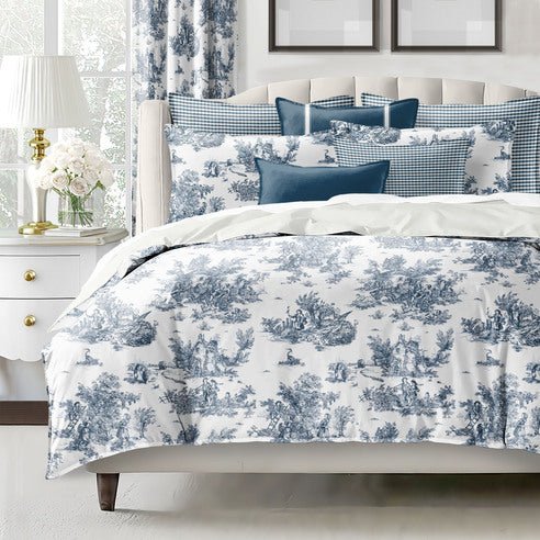 (FAIT AU CANADA)-JARDIN DU JOUY(Indigo)-Par Colcha Linens - Douillette Colcha Linens - $389.99! Literie-Déco et moi 