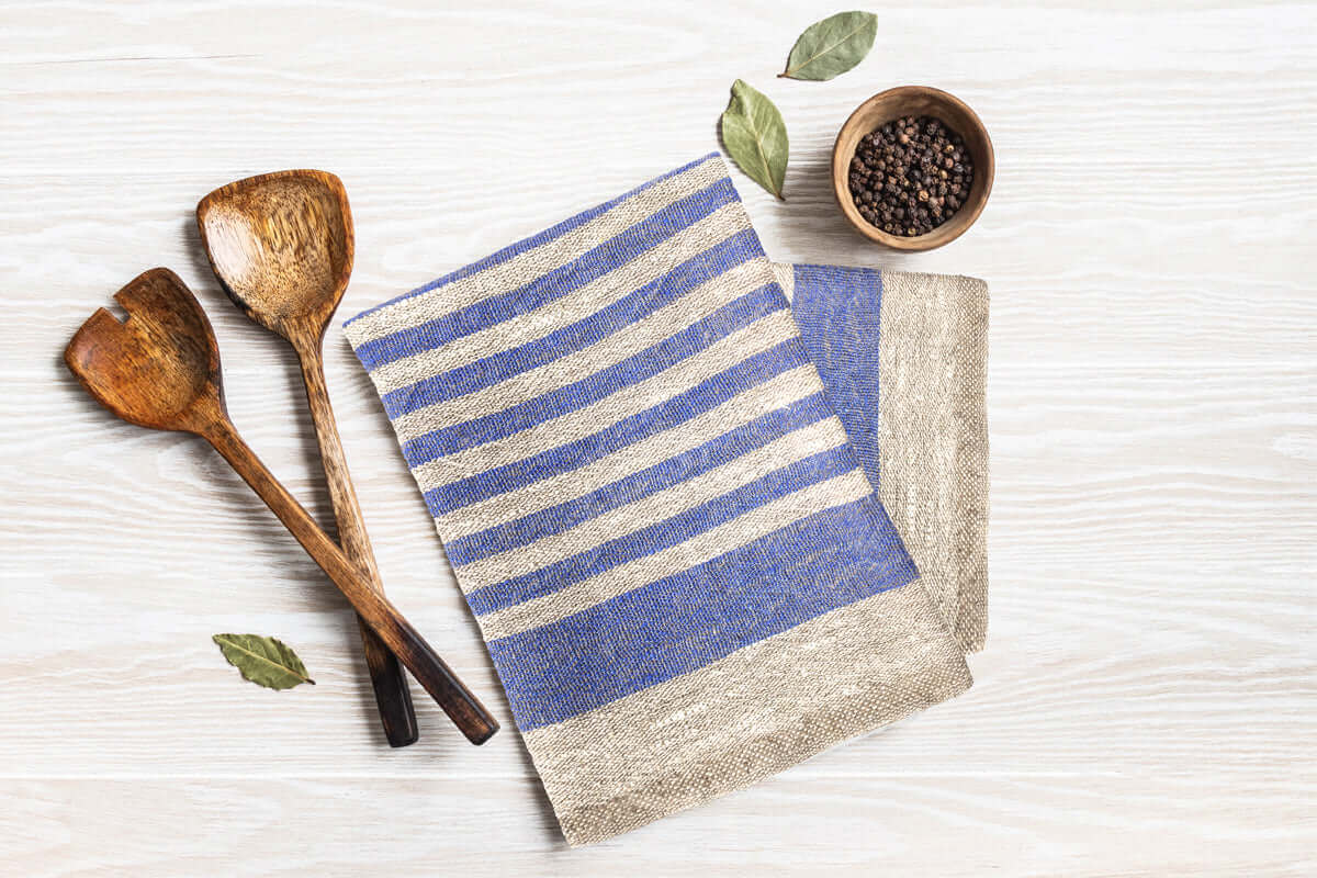 ( Fait au Canada) Linge de cuisine en lin JOVANA ( 2 teintes disponibles ) - Literie - Déco et moi