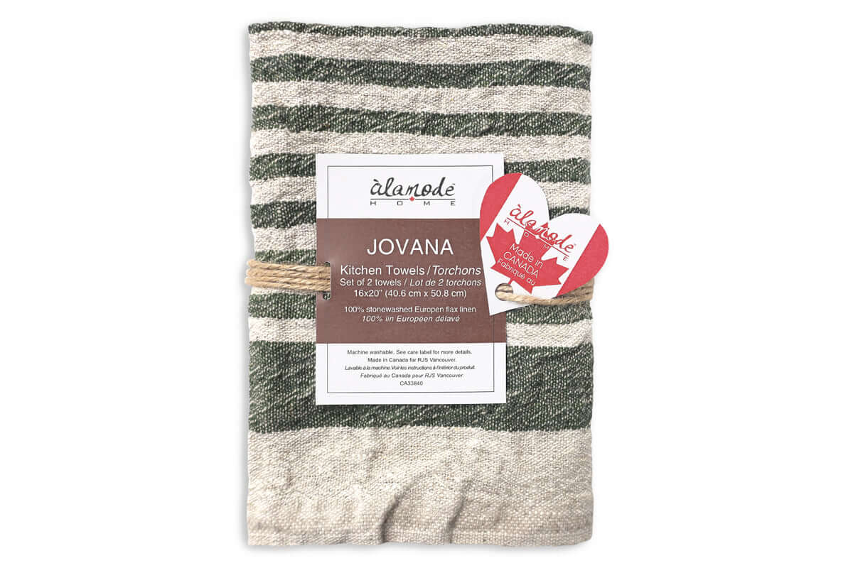 ( Fait au Canada) Linge de cuisine en lin JOVANA ( 2 teintes disponibles ) Draps  ,disponible chez Literie-Déco et moi 