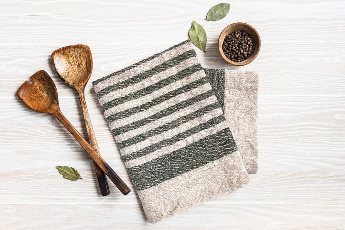 ( Fait au Canada) Linge de cuisine en lin JOVANA ( 2 teintes disponibles ) - Literie - Déco et moi