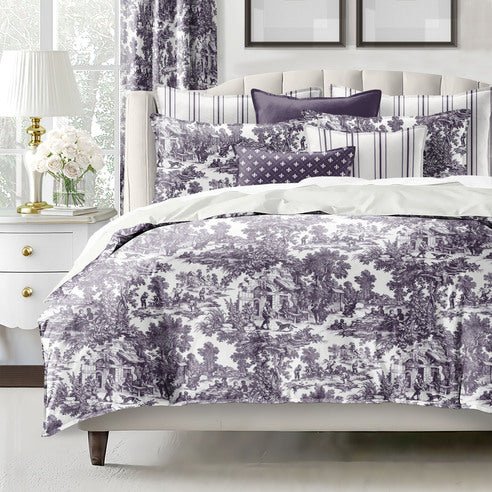 FAIT AU CANADA- Modèle AU VILLAGE ( Aubergine ) - Par Colcha Linens - Douillette, Couvre-lit, Housse de couette Colcha Linens - Literie-Déco et moi 