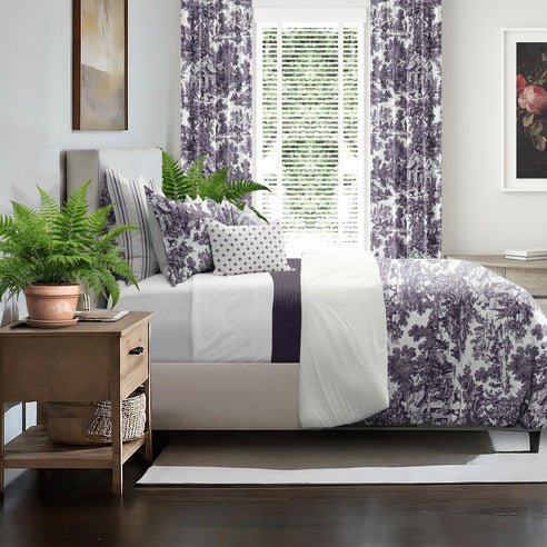 FAIT AU CANADA- Modèle AU VILLAGE ( Aubergine ) - Par Colcha Linens - Douillette, Couvre-lit, Housse de couette Colcha Linens - Literie-Déco et moi 