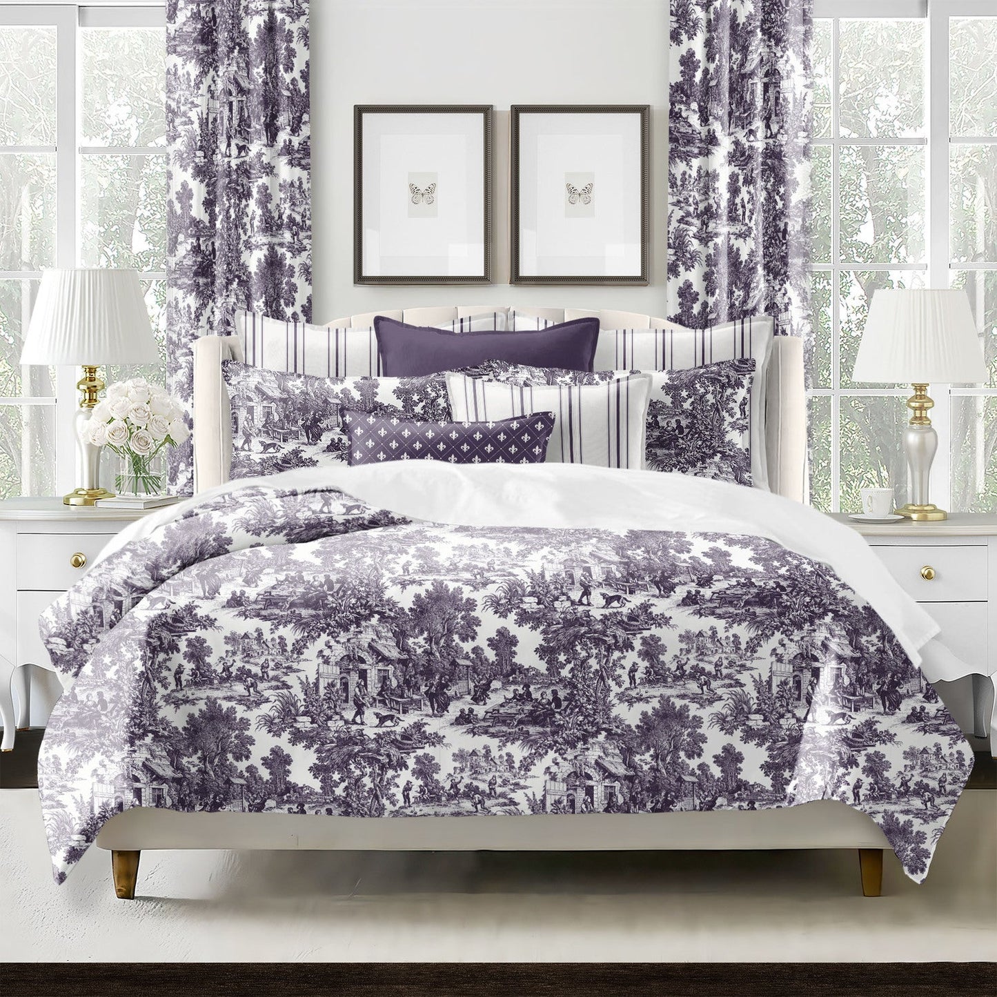 FAIT AU CANADA- Modèle AU VILLAGE ( Aubergine ) - Par Colcha Linens - Douillette, Couvre-lit, Housse de couette Colcha Linens - Literie-Déco et moi 