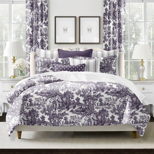 FAIT AU CANADA- Modèle AU VILLAGE ( Aubergine ) - Par Colcha Linens - Douillette, Couvre-lit, Housse de couette Colcha Linens - $389.99! Literie-Déco et moi 