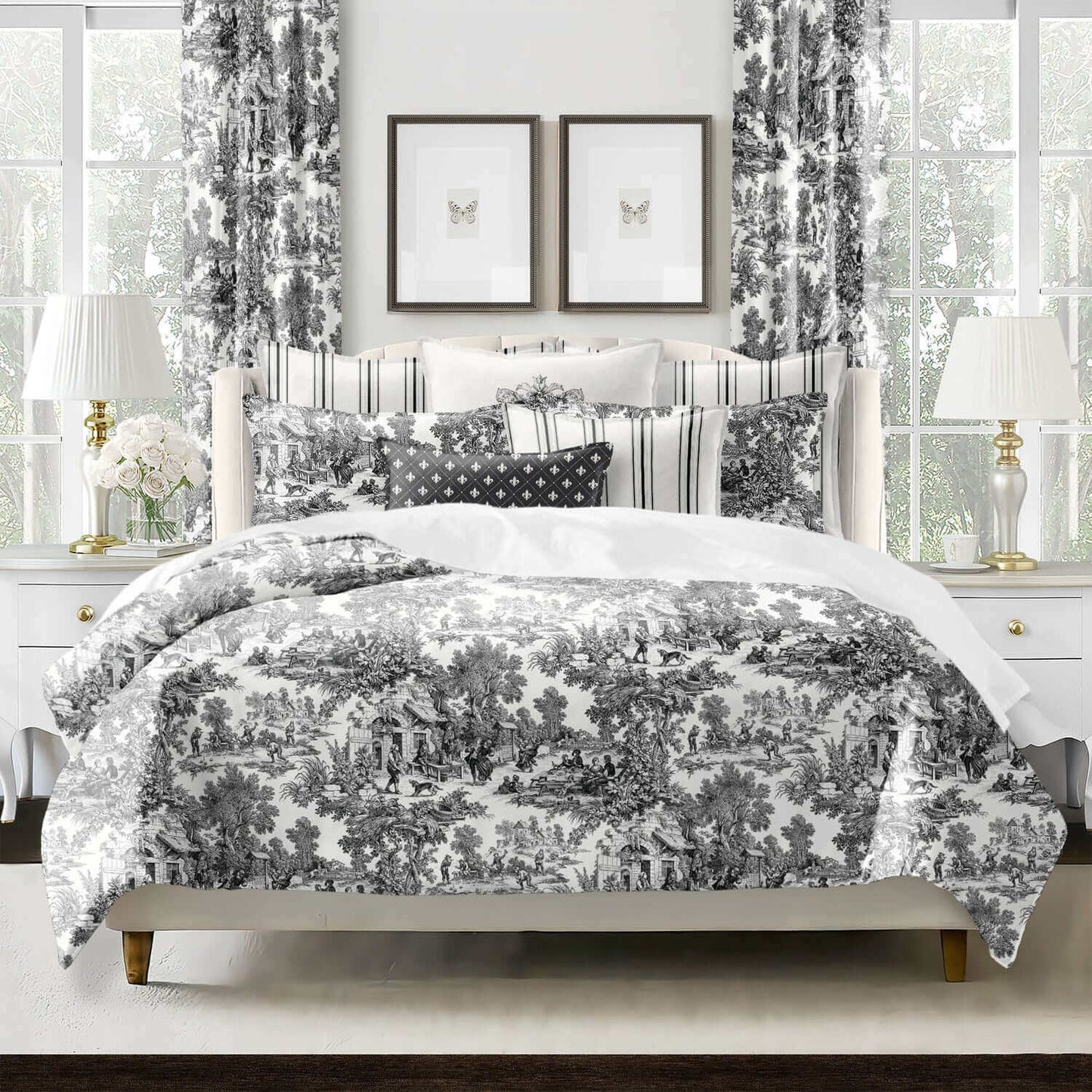 FAIT AU CANADA- Modèle AU VILLAGE ( Ébene ) - Par Colcha Linens - Douillette, Couvre-lit, Housse de couette Colcha Linens - Literie-Déco et moi 