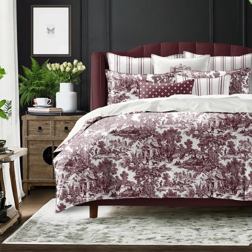 FAIT AU CANADA- Modèle AU VILLAGE ( Merlot ) - Par Colcha Linens - Douillette, Couvre-lit, Housse de couette Colcha Linens - Literie-Déco et moi 