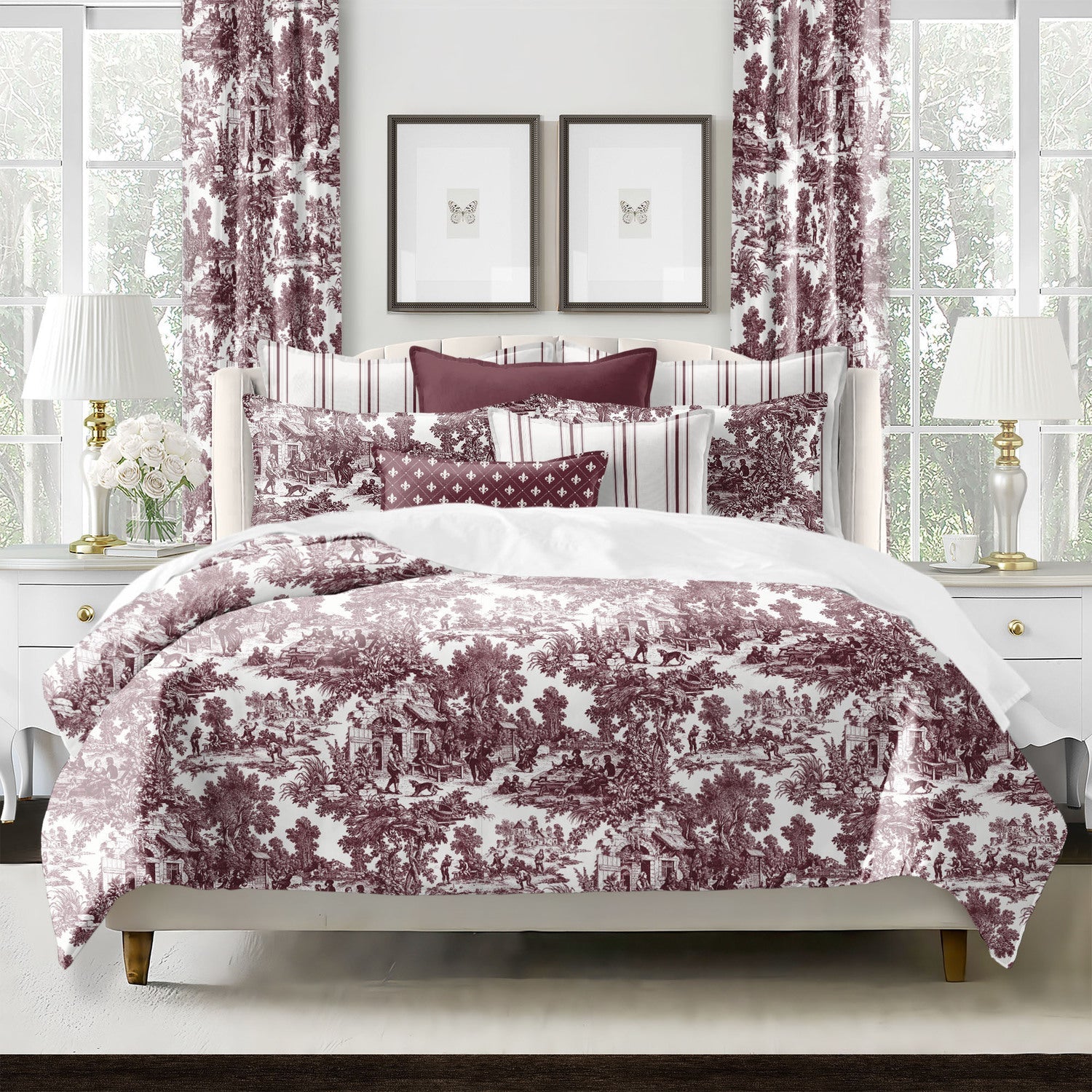 FAIT AU CANADA- Modèle AU VILLAGE ( Merlot ) - Par Colcha Linens - Douillette, Couvre-lit, Housse de couette Colcha Linens - Literie-Déco et moi 