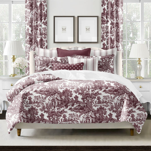 FAIT AU CANADA- Modèle AU VILLAGE ( Merlot ) - Par Colcha Linens - Douillette, Couvre-lit, Housse de couette Colcha Linens - $389.99! Literie-Déco et moi 