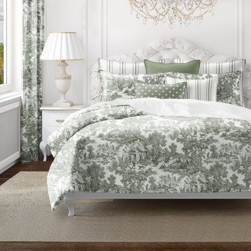 FAIT AU CANADA- Modèle AU VILLAGE ( Vert ) - Par Colcha Linens - Douillette, Couvre-lit, Housse de couette Colcha Linens - Literie-Déco et moi 