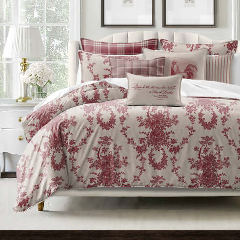FAIT AU CANADA- Modèle COUNTRY LANE ( Rouge ) ) - Par Colcha Linens Douillette, Couvre-lit, Housse de couette  ,disponible chez Literie-Déco et moi 