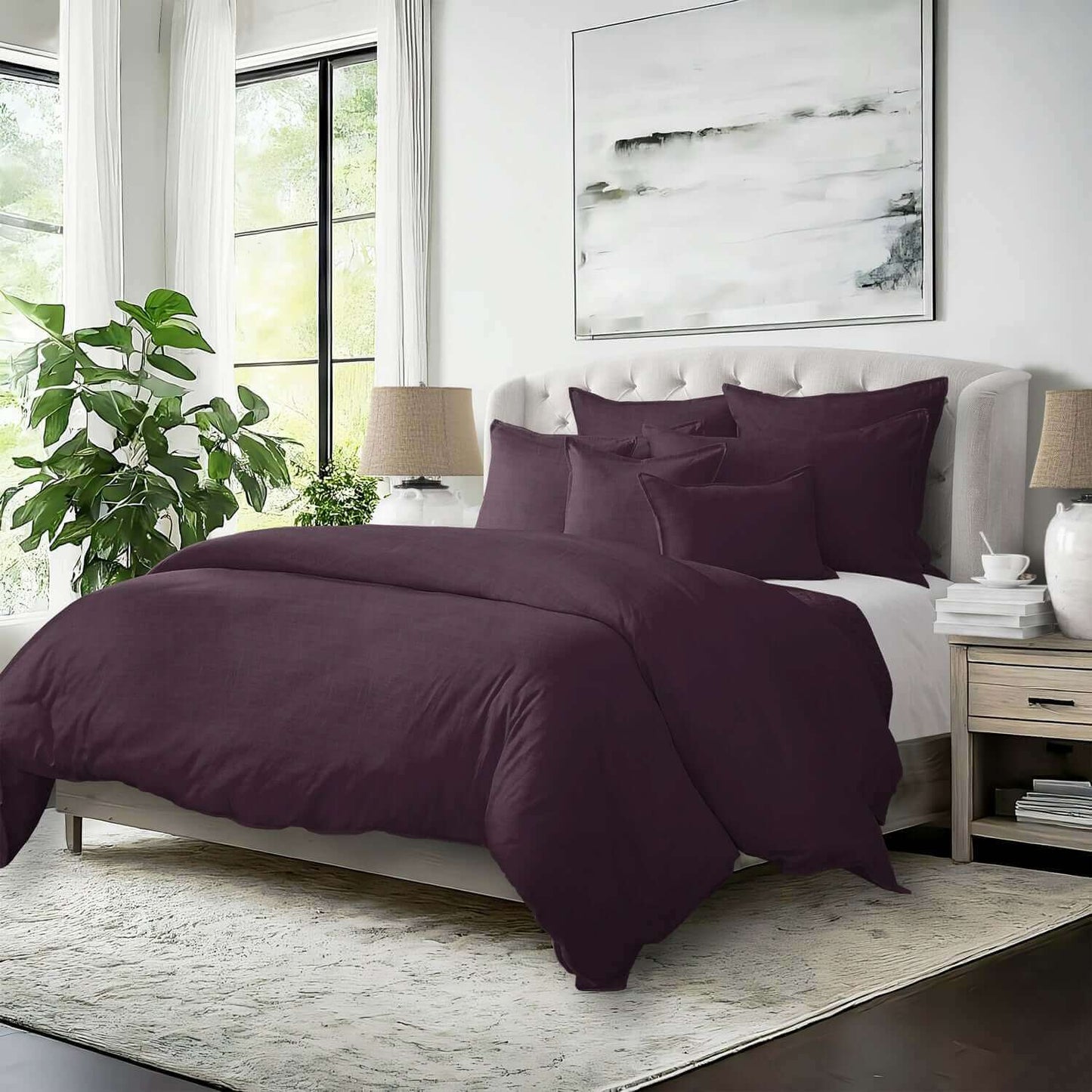 FAIT AU CANADA- Modèle ELSIE ( Aubergine ) - Par Colcha Linens - Douillette, Couvre-lit, Housse de couette Colcha Linens - Literie-Déco et moi 