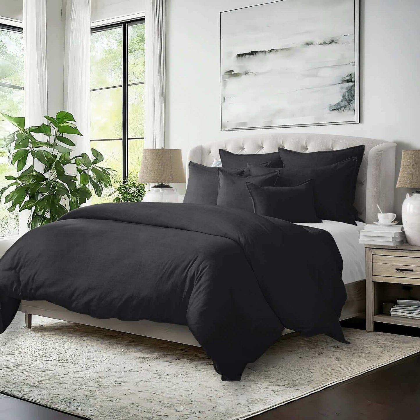 FAIT AU CANADA-Modèle ELSIE ( Noir ébène) -Par Colcha Linens - Douillette, Couvre-lit, Housse de couette Colcha Linens - Literie-Déco et moi 
