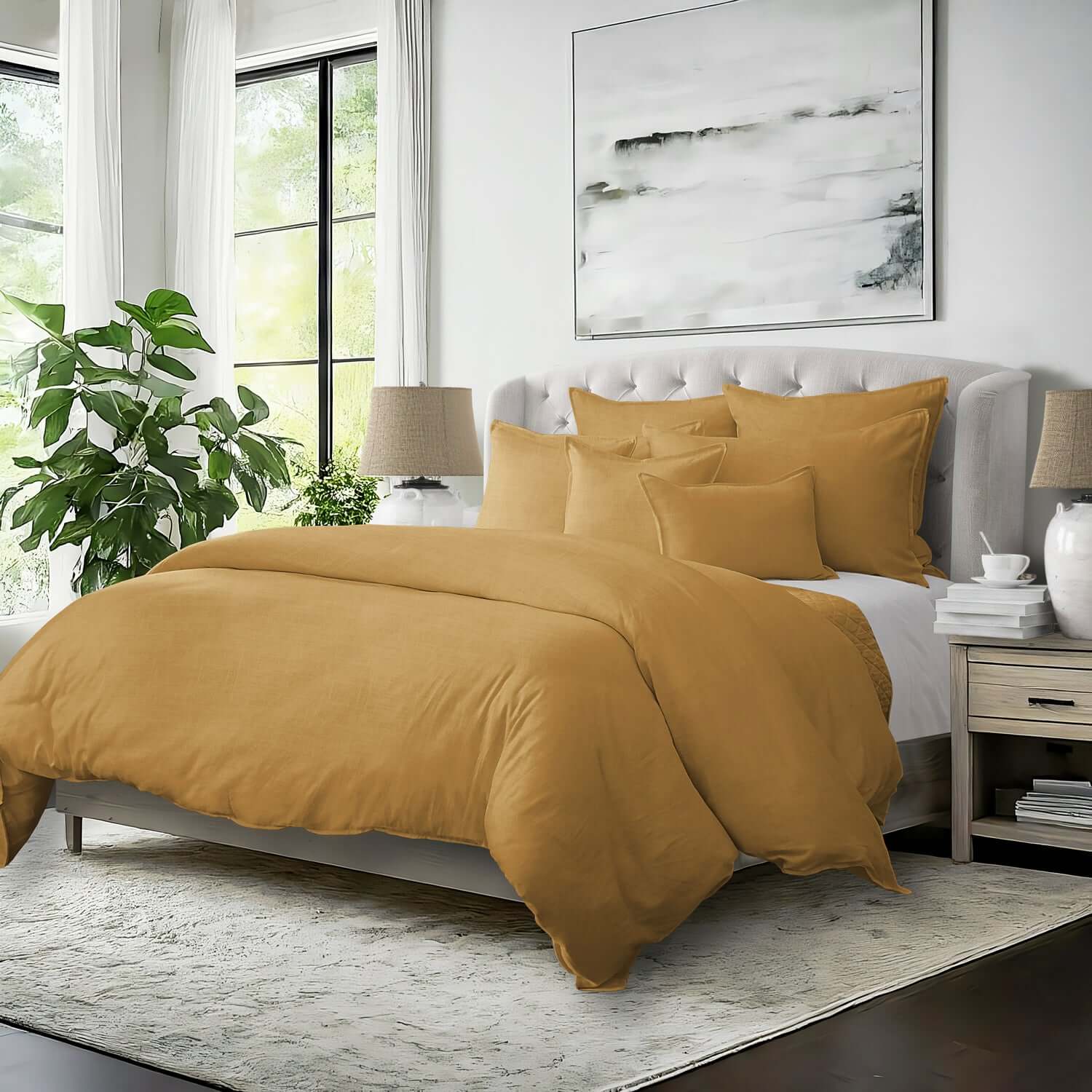 FAIT AU CANADA - Modèle ELSIE ( Jaune Or ) - Par Colcha Linens - Literie - Déco et moi