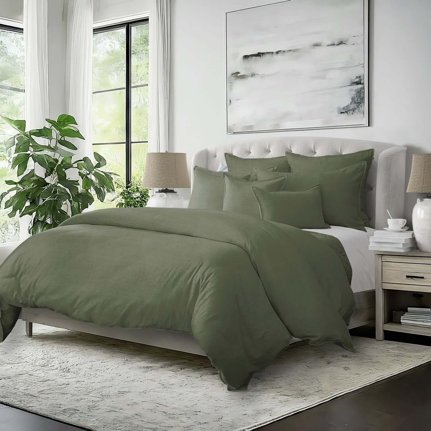 FAIT AU CANADA- Modèle ELSIE (Vert) - Par Colcha Linens Douillette, Couvre-lit, Housse de couette  ,disponible chez Literie-Déco et moi 