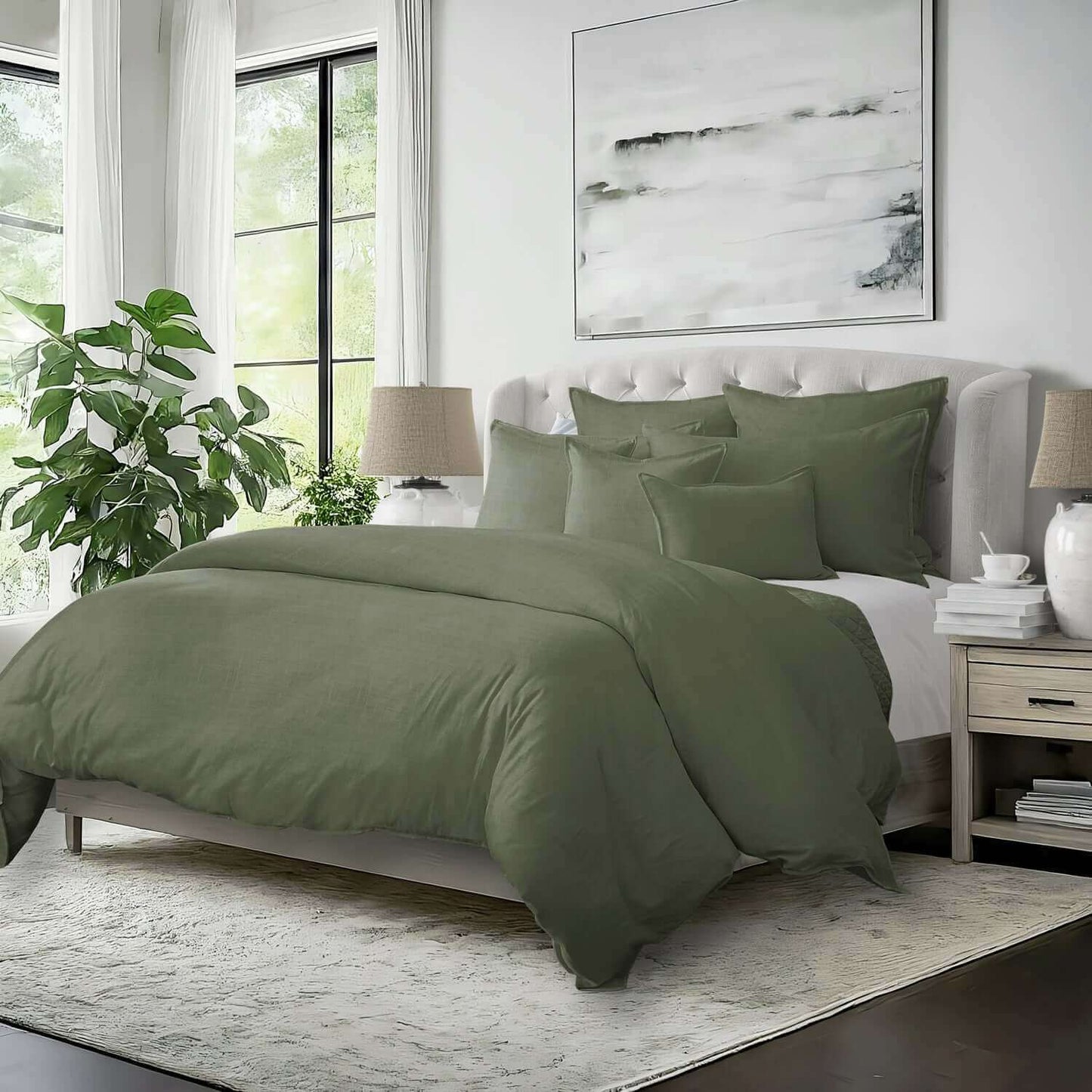 FAIT AU CANADA- Modèle ELSIE (Vert) - Par Colcha Linens - Douillette, Couvre-lit, Housse de couette Colcha Linens - $369.99! Literie-Déco et moi 