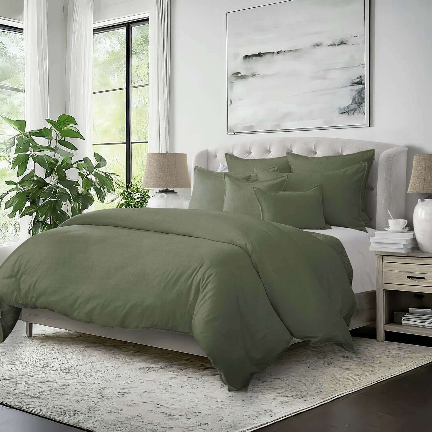 FAIT AU CANADA- Modèle ELSIE (Vert) - Par Colcha Linens - Douillette, Couvre-lit, Housse de couette Colcha Linens - $369.99! Literie-Déco et moi 
