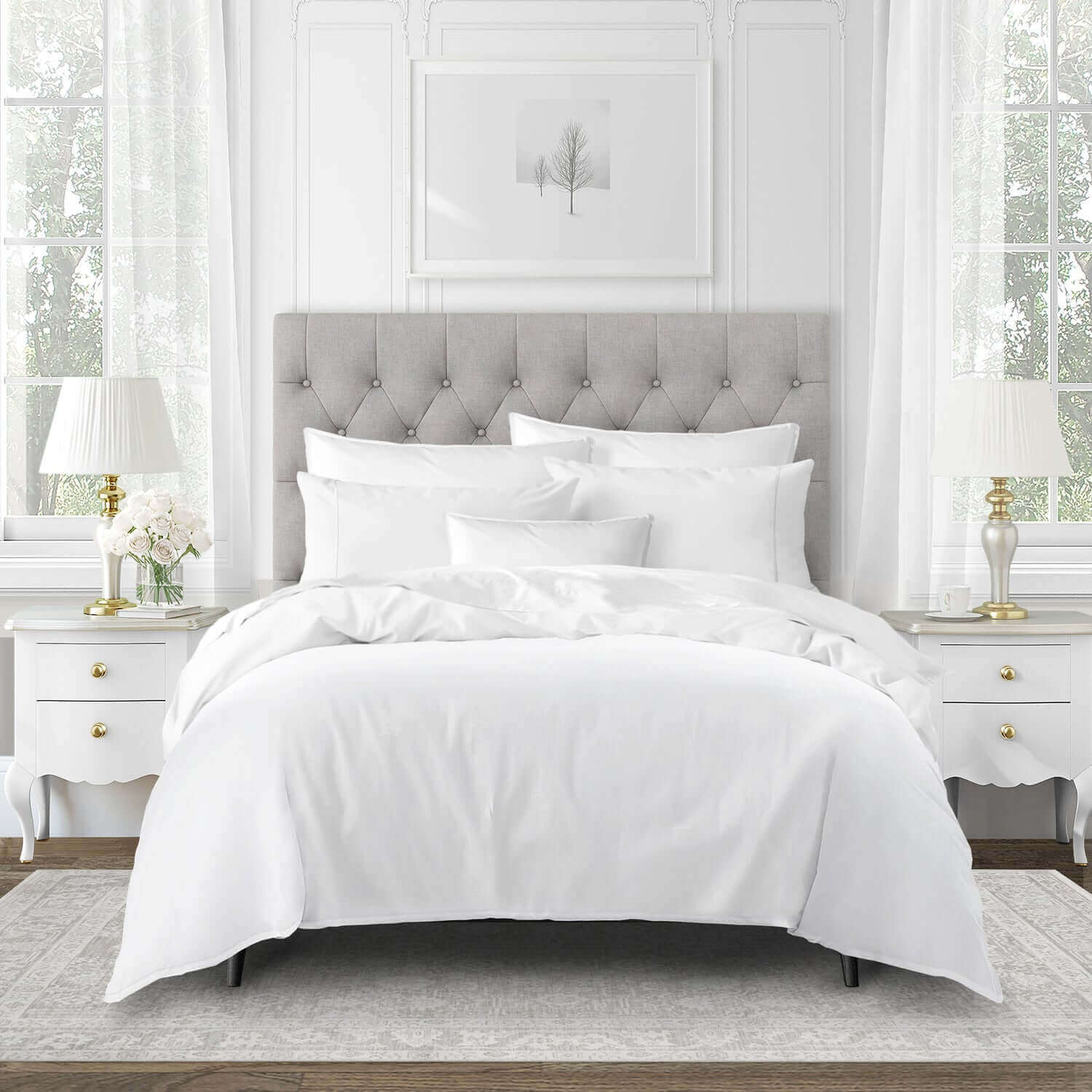 FAIT AU CANADA - Modèle EVERLEIGH ( Blanc ) - Par Colcha Linens - Literie - Déco et moi