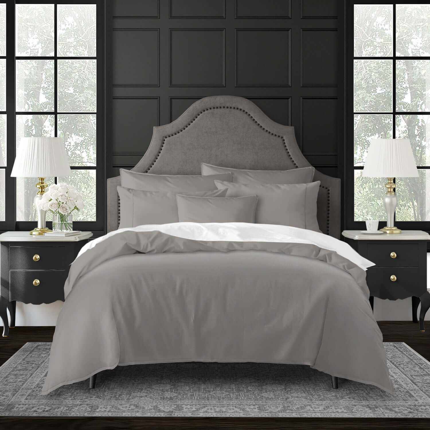 FAIT AU CANADA- Modèle EVERLEIGH ( Gris ) - Par Colcha Linens Douillette, Couvre-lit, Housse de couette  ,disponible chez Literie-Déco et moi 