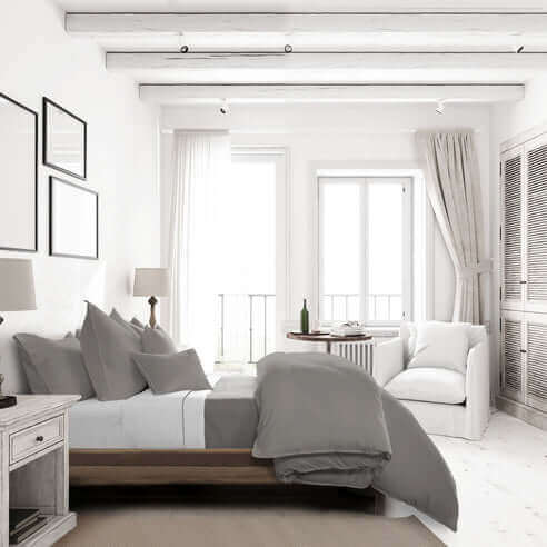 FAIT AU CANADA - Modèle EVERLEIGH ( Gris ) - Par Colcha Linens - Literie - Déco et moi