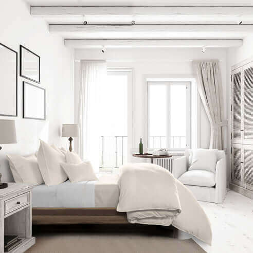 FAIT AU CANADA- Modèle EVERLEIGH ( Ivoire ) - Par Colcha Linens - Douillette, Couvre-lit, Housse de couette Colcha Linens - $399.99! Literie-Déco et moi 