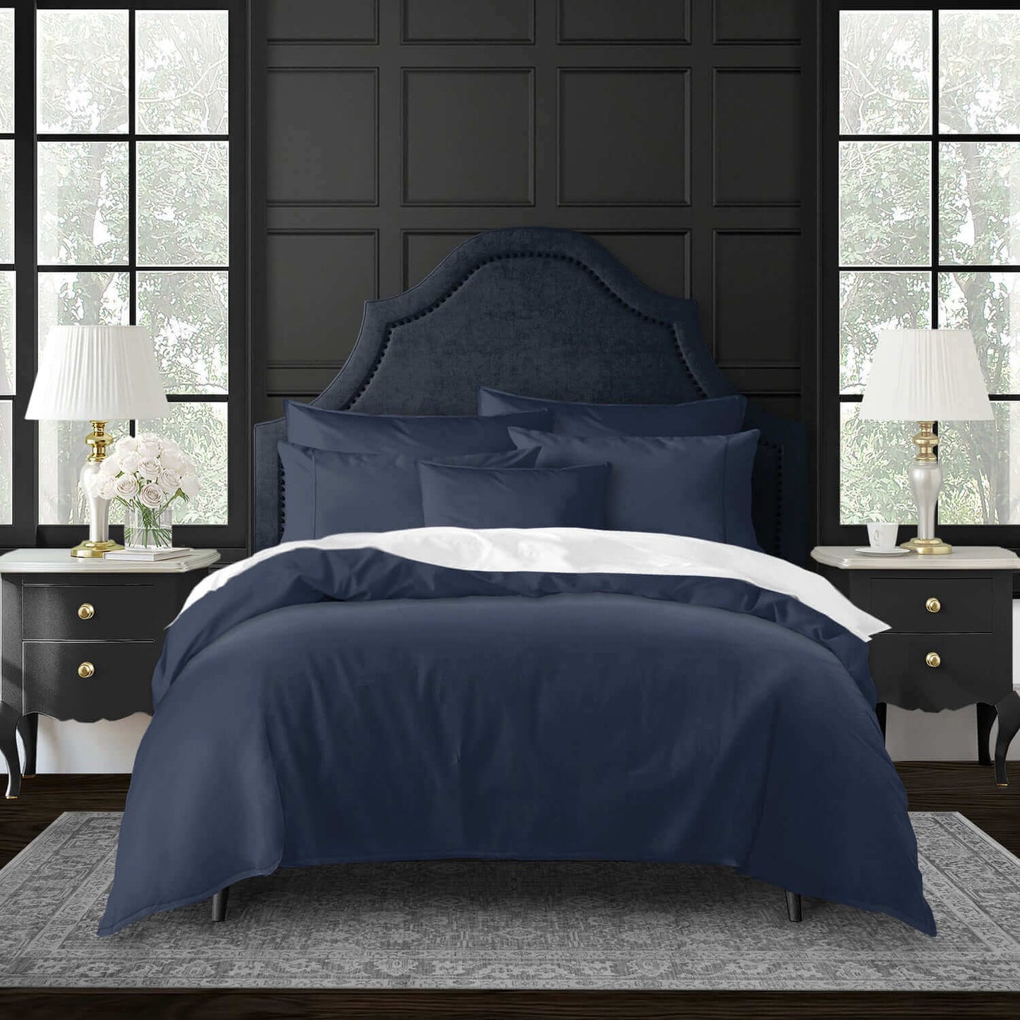 FAIT AU CANADA- Modèle EVERLEIGH ( Marine ) - Par Colcha Linens - Douillette, Couvre-lit, Housse de couette Colcha Linens - $399.99! Literie-Déco et moi 