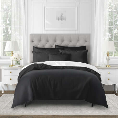 FAIT AU CANADA- Modèle EVERLEIGH ( Noir ) - Par Colcha Linens Douillette, Couvre-lit, Housse de couette  ,disponible chez Literie-Déco et moi 