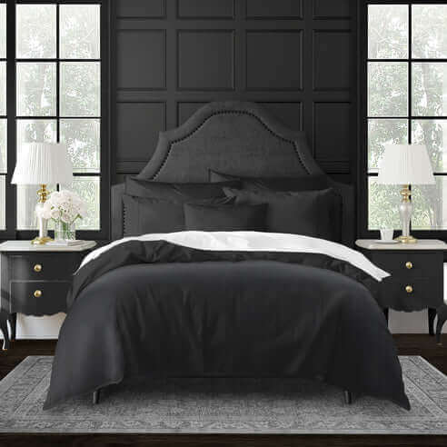 FAIT AU CANADA - Modèle EVERLEIGH ( Noir ) - Par Colcha Linens - Literie - Déco et moi