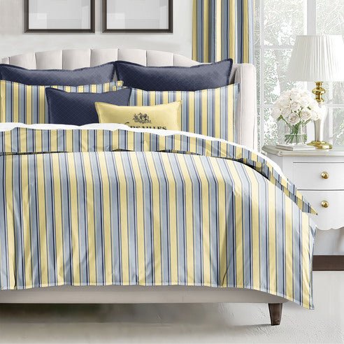 FAIT AU CANADA - Modèle GINO RAYÉ ( MULTI - JAUNE BEURRE ) - Par Colcha Linens - Literie - Déco et moi