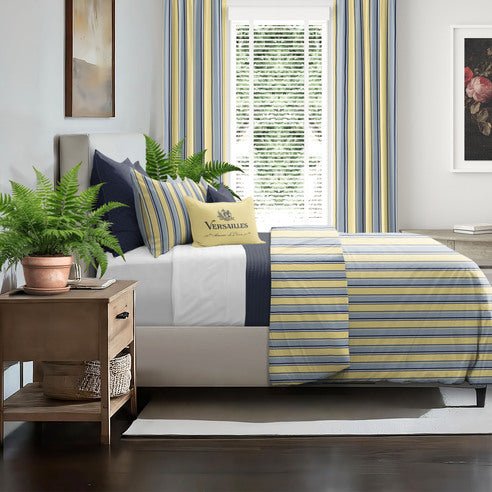 FAIT AU CANADA - Modèle GINO RAYÉ ( MULTI - JAUNE BEURRE ) - Par Colcha Linens - Literie - Déco et moi