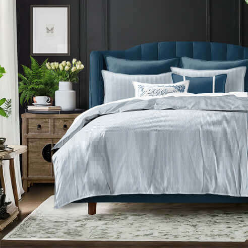 FAIT AU CANADA- Modèle JAXON ( Bleu ) - Par Colcha Linens - Douillette, Couvre-lit, Housse de couette Colcha Linens - Literie-Déco et moi 