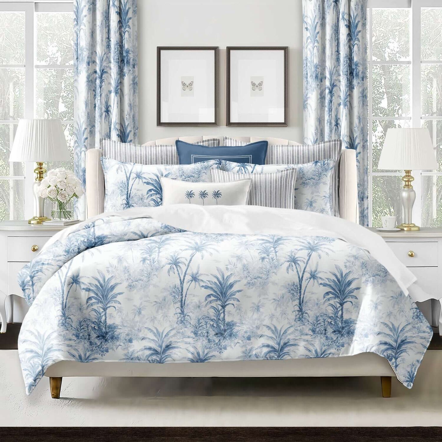 FAIT AU CANADA- Modèle PALMORA (Bleu) - Par Colcha Linens Douillette  ,disponible chez Literie-Déco et moi 