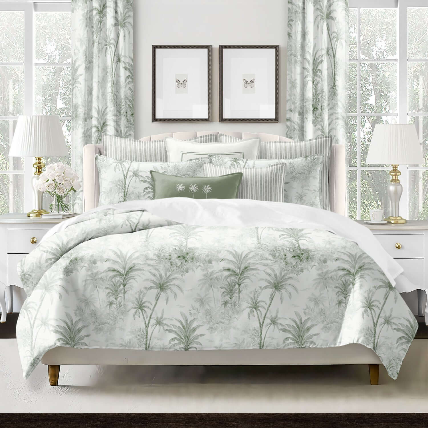 FAIT AU CANADA- Modèle PALMORA (Vert ) - Par Colcha Linens Douillette  ,disponible chez Literie-Déco et moi 