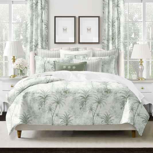 FAIT AU CANADA- Modèle PALMORA (Vert ) - Par Colcha Linens Douillette  ,disponible chez Literie-Déco et moi 