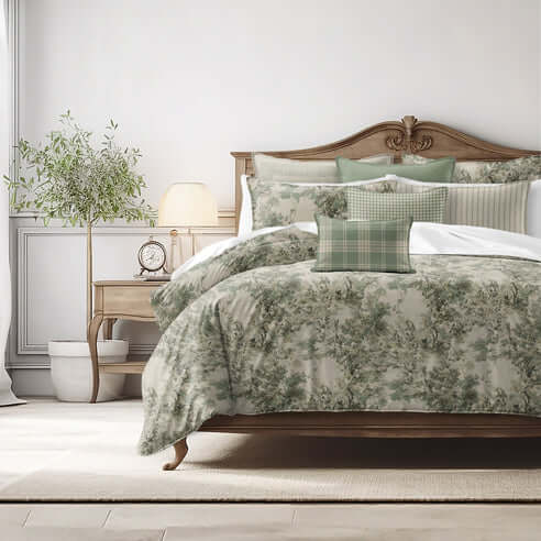 FAIT AU CANADA- Modèle PRINTEMPS VERT DOLCE  ( Vert ) - Par Colcha Linens Douillette, Couvre-lit, Housse de couette  ,disponible chez Literie-Déco et moi 