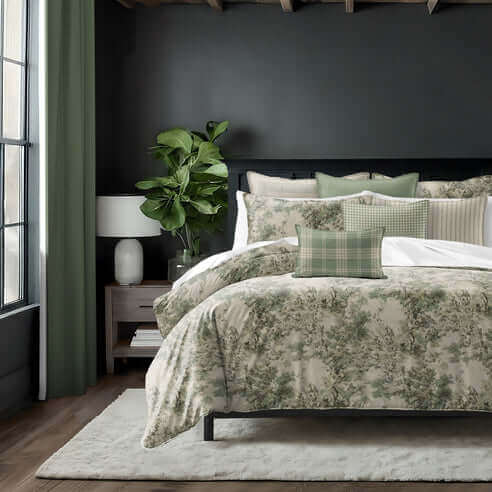 FAIT AU CANADA- Modèle PRINTEMPS VERT DOLCE  ( Vert ) - Par Colcha Linens - Douillette, Couvre-lit, Housse de couette Colcha Linens - Literie-Déco et moi 