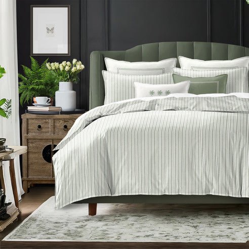 FAIT AU CANADA - Modèle RAYURES DU PACIFIQUE (Vert ) - Par Colcha Linens - Literie - Déco et moi