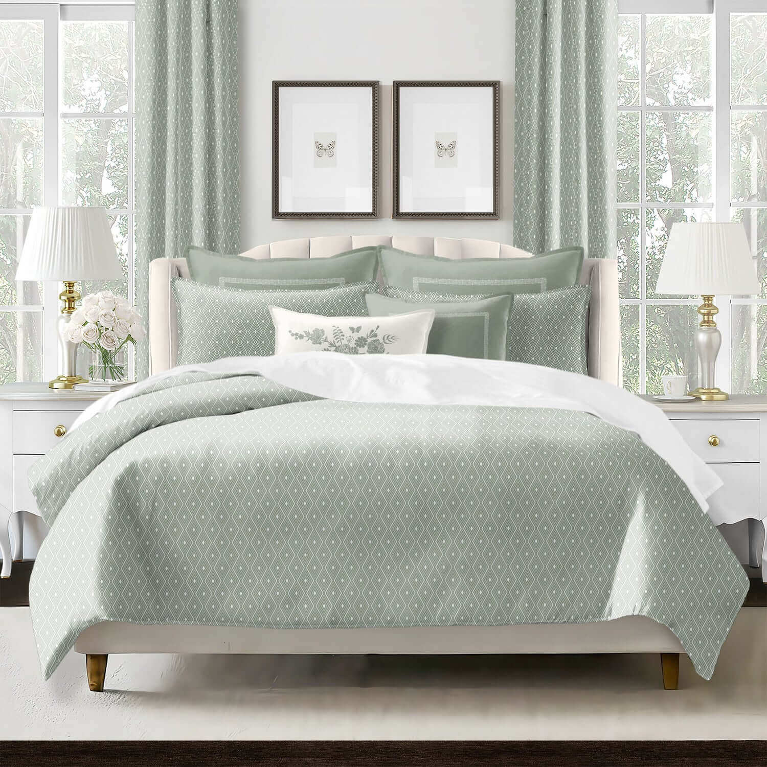 FAIT AU CANADA- Modèle SAMUEL ( Vert Sauge  ) - Par Colcha Linens - Douillette, Couvre-lit, Housse de couette Colcha Linens - Literie-Déco et moi 