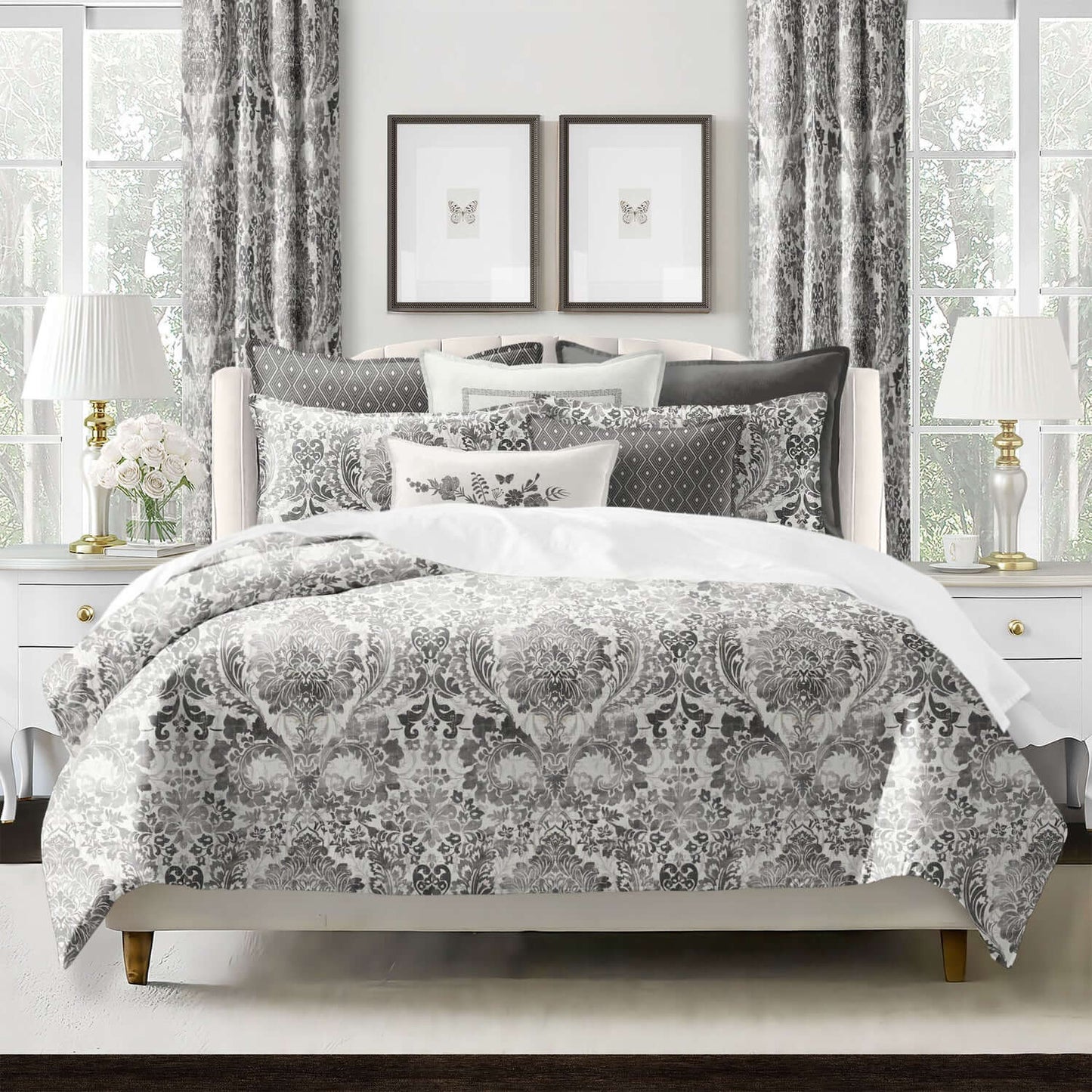 FAIT AU CANADA- Modèle SAVANNAH (Gris anthracite) - Par Colcha Linens Douillette  ,disponible chez Literie-Déco et moi 