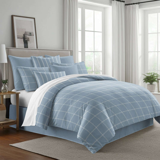 FAIT AU CANADA- Modèle SHAY BROAD ( A carreaux bleu ) - Par Colcha Linens Douillette, Couvre-lit, Housse de couette  ,disponible chez Literie-Déco et moi 