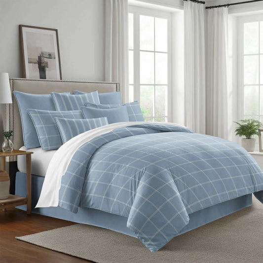 FAIT AU CANADA- Modèle SHAY BROAD ( A carreaux bleu ) - Par Colcha Linens - Douillette, Couvre-lit, Housse de couette Colcha Linens - $469.99! Literie-Déco et moi 