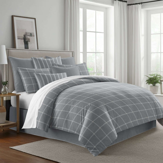 FAIT AU CANADA- Modèle SHAY BROAD ( A carreaux gris) - Par Colcha Linens Douillette, Couvre-lit, Housse de couette  ,disponible chez Literie-Déco et moi 