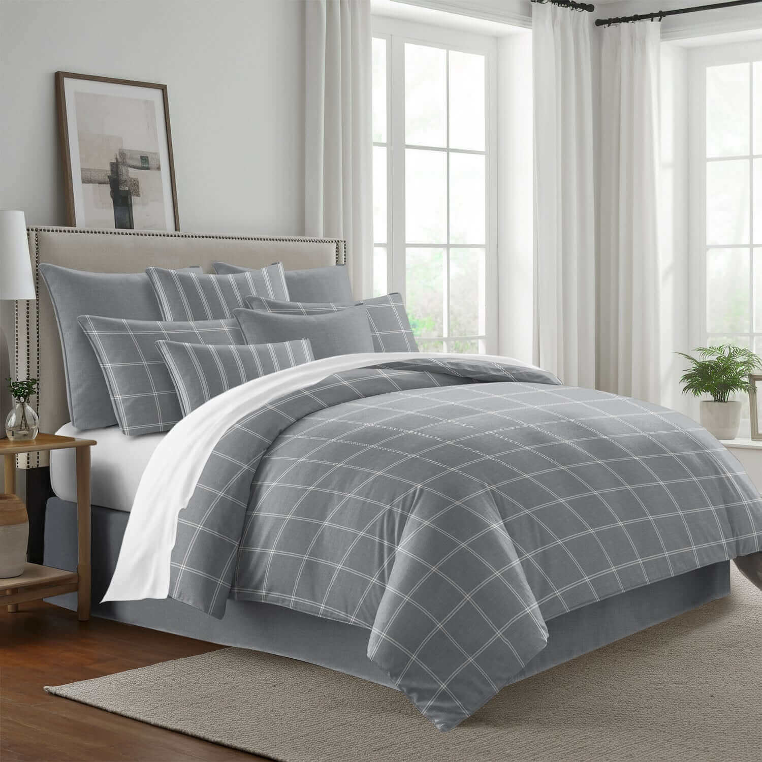 FAIT AU CANADA- Modèle SHAY BROAD ( A carreaux gris) - Par Colcha Linens - Douillette, Couvre-lit, Housse de couette Colcha Linens - Literie-Déco et moi 