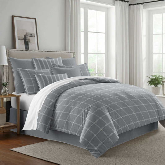 FAIT AU CANADA - Modèle SHAY BROAD ( A carreaux gris) - Par Colcha Linens - Literie - Déco et moi