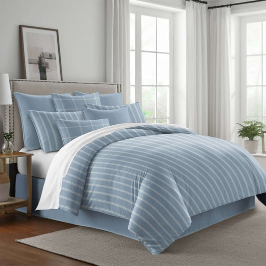 FAIT AU CANADA- Modèle SHAY BROAD ( Rayé bleu ) - Par Colcha Linens - Douillette, Couvre-lit, Housse de couette Colcha Linens - Literie-Déco et moi