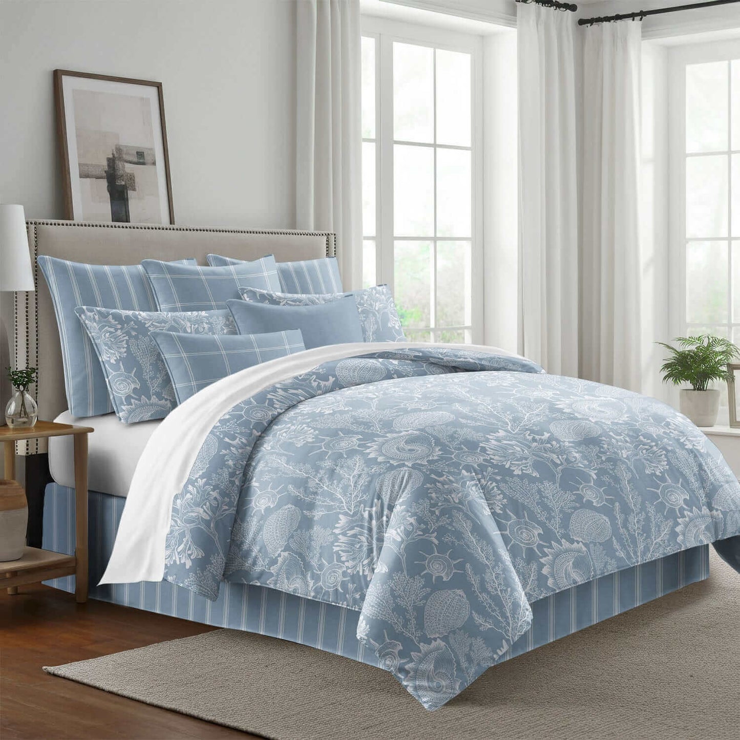 FAIT AU CANADA- Modèle SHELLABRATE ( Bleu ) - Par Colcha Linens - Douillette, Couvre-lit, Housse de couette Colcha Linens - Literie-Déco et moi 