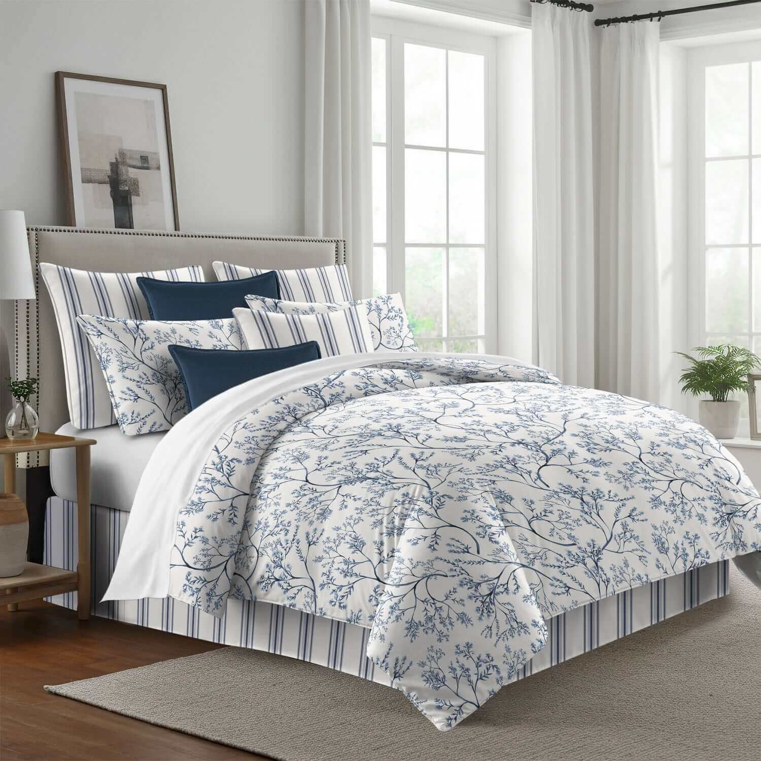 FAIT AU CANADA- Modèle  TINSLEY ( Bleu )- Par Colcha Linens - Douillette, Couvre-lit, Housse de couette Colcha Linens - Literie-Déco et moi 