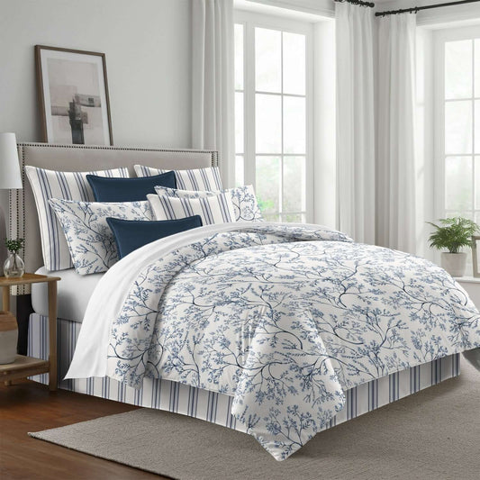 FAIT AU CANADA- Modèle  TINSLEY ( Bleu )- Par Colcha Linens Douillette, Couvre-lit, Housse de couette  ,disponible chez Literie-Déco et moi 