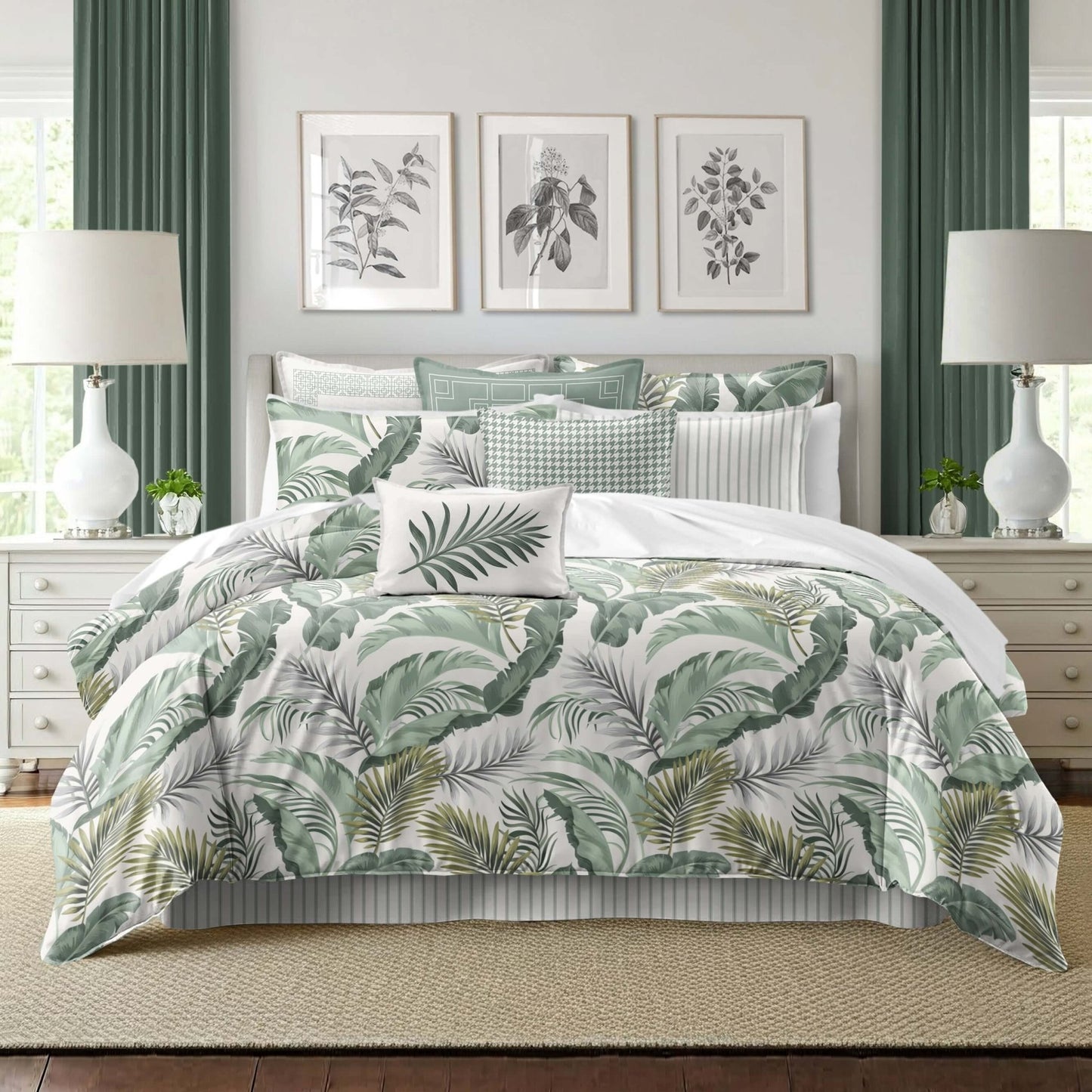 FAIT AU CANADA- Modèle VERT FRONDOSA- Par Colcha Linens Douillette, Couvre-lit, Housse de couette  ,disponible chez Literie-Déco et moi 