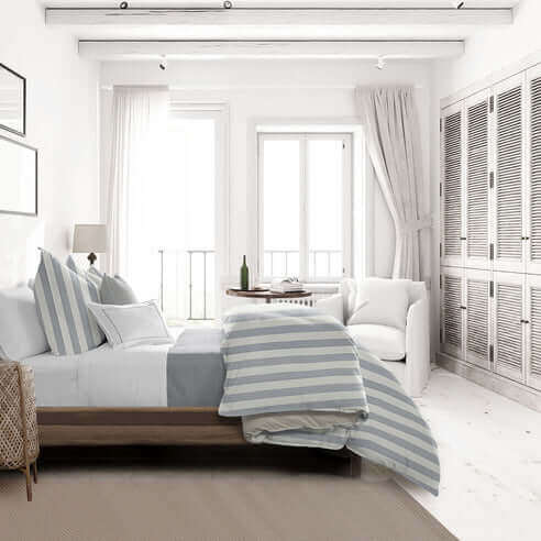 FAIT AU CANADA- Modèle WAVE RUNNER ( Gris ) - 5 PIECES-  Par Colcha Linens - Douillette, Couvre-lit, Housse de couette Colcha Linens - Literie-Déco et moi 